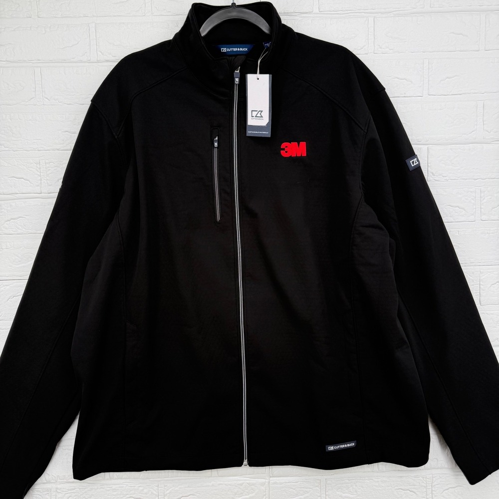 Cutter & Buck Softshell Jacket Mens XXL Black 3M Logo Corporate Full Zip NWT
